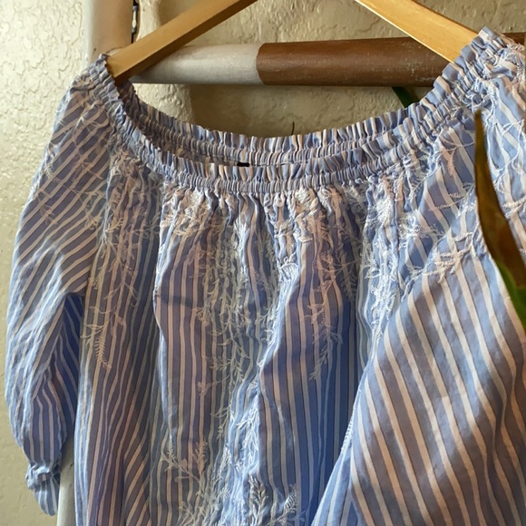 WHBM blue & white striped off shoulder top - Picture 13 of 13